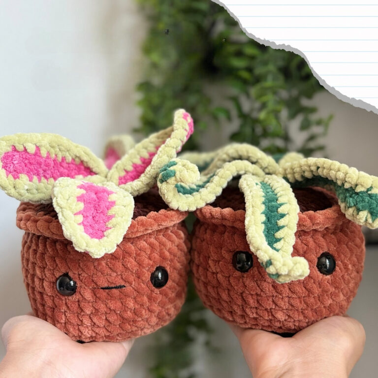 Adorable Crochet Bunny Planter Pot | Kawaii Amigurumi Basket | Handmade Home Decor