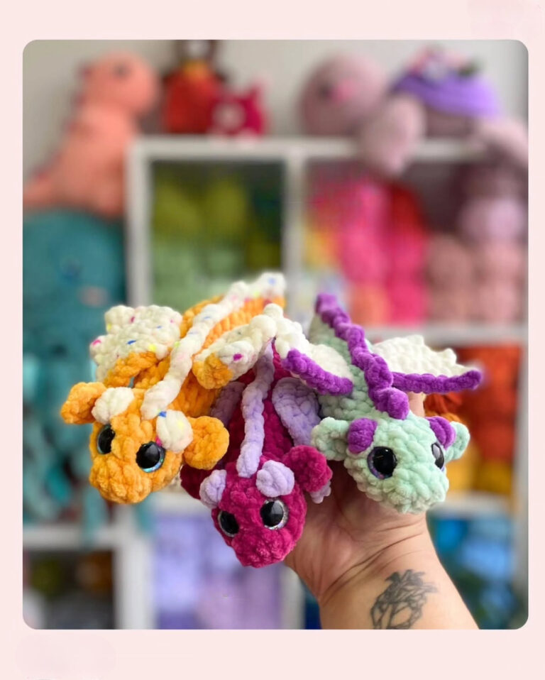 Tiny Handmade Dragons With Wings — Pastel Crochet Plush For Fantasy Lovers