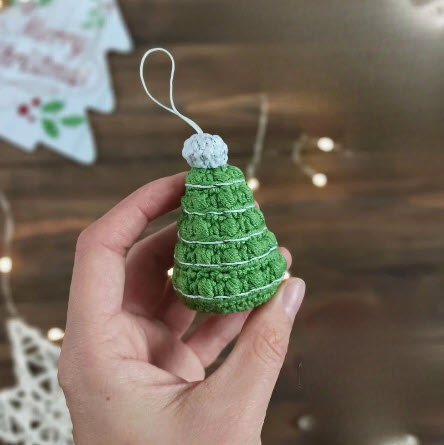 Crochet Christmas Tree Ornament Amigurumi Pattern Holiday Decor Idea