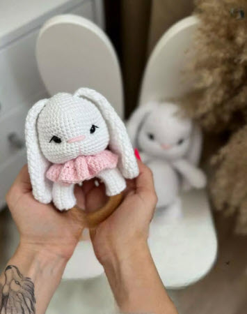 Crochet Bunny Rattle Amigurumi Pattern for Animals Lovers