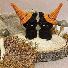 Free Crochet Halloween Cat Amigurumi Pattern Witch Hat