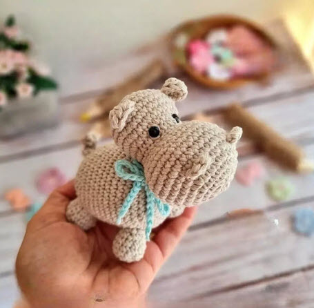 Crochet Baby Hippo Amigurumi Free Pattern Rattle