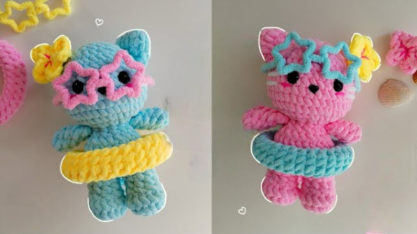 Crochet Summer Cat Amigurumi Pattern with Beach Vibes