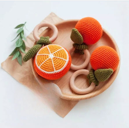 Crochet Orange Rattle Amigurumi Pattern for Baby Toys