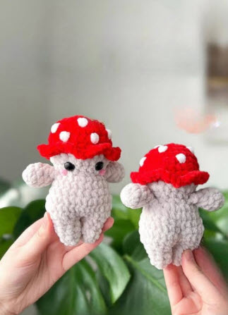 Crochet Mushroom Amigurumi Pattern with Red Polka Dot Cap