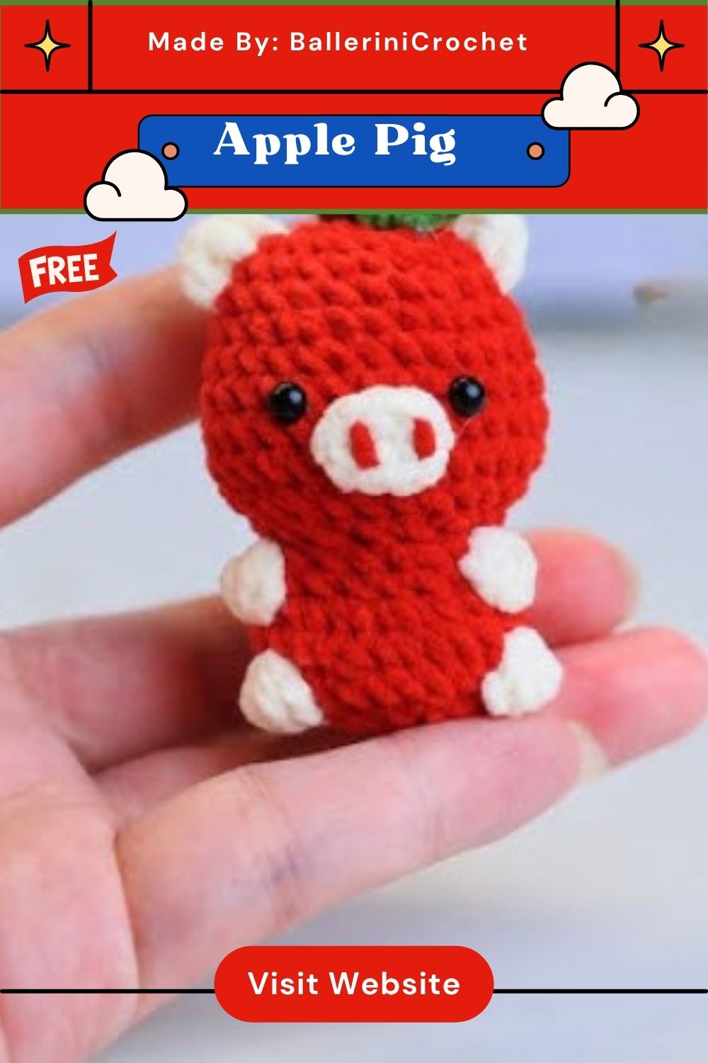 Crochet Apple Pig Amigurumi Pattern for Collectible Toys