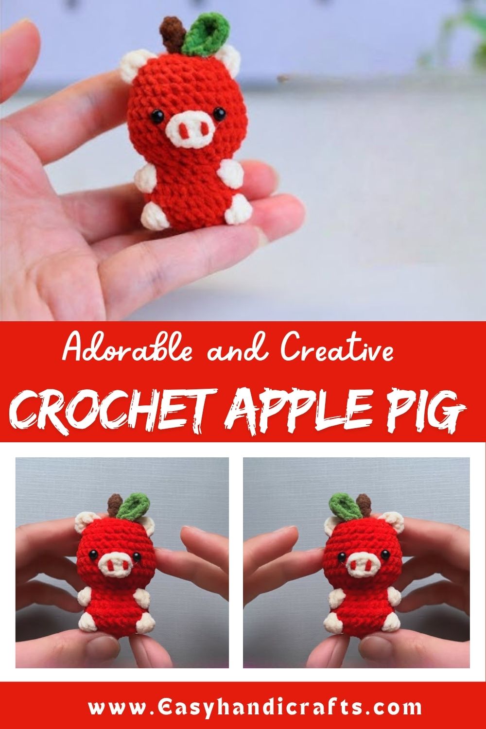 Crochet Apple Pig Amigurumi Pattern for Collectible Toys