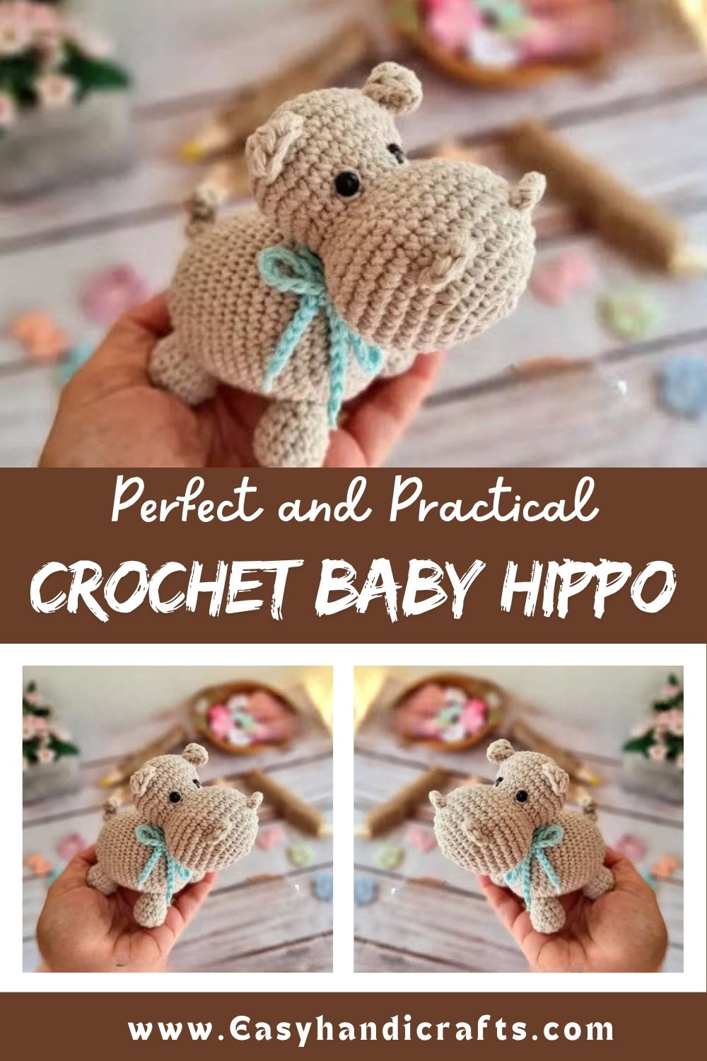 Crochet Baby Hippo Amigurumi Free Pattern Rattle
