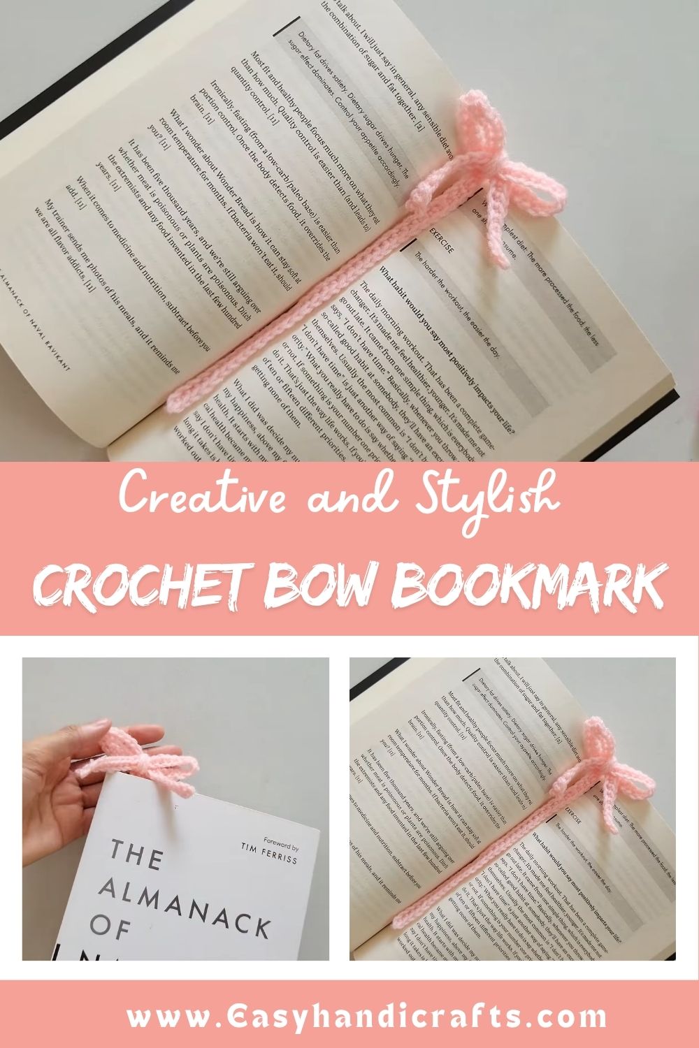 Crochet Bow Bookmark Pattern for Book Lovers
