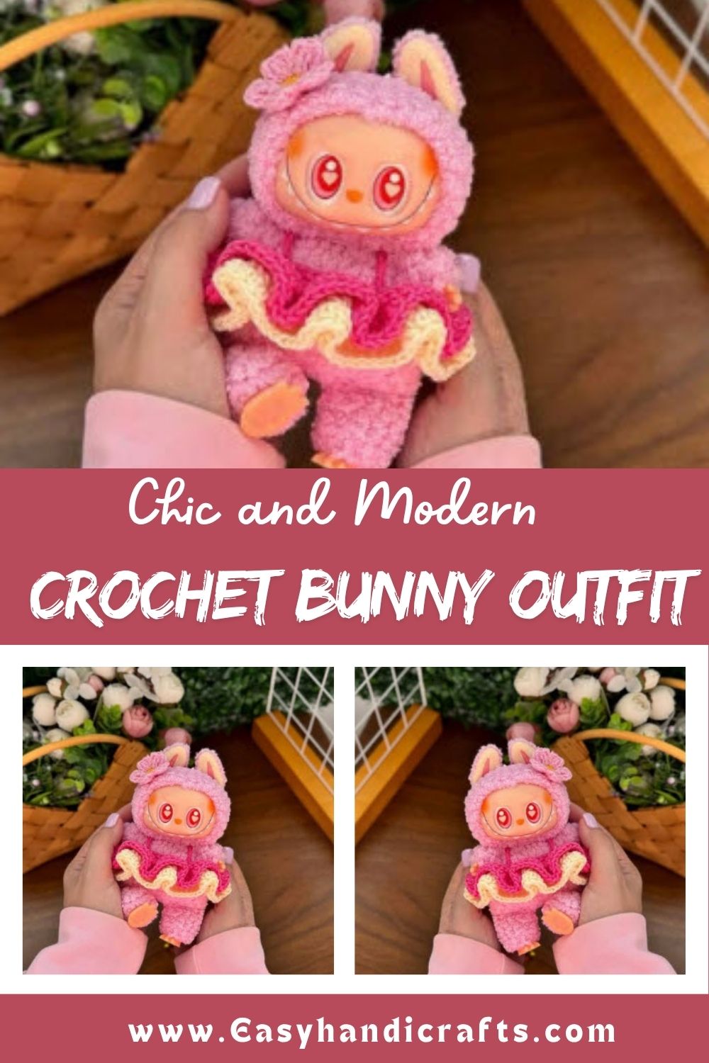 Crochet Bunny Outfit Amigurumi Pattern for Dolls