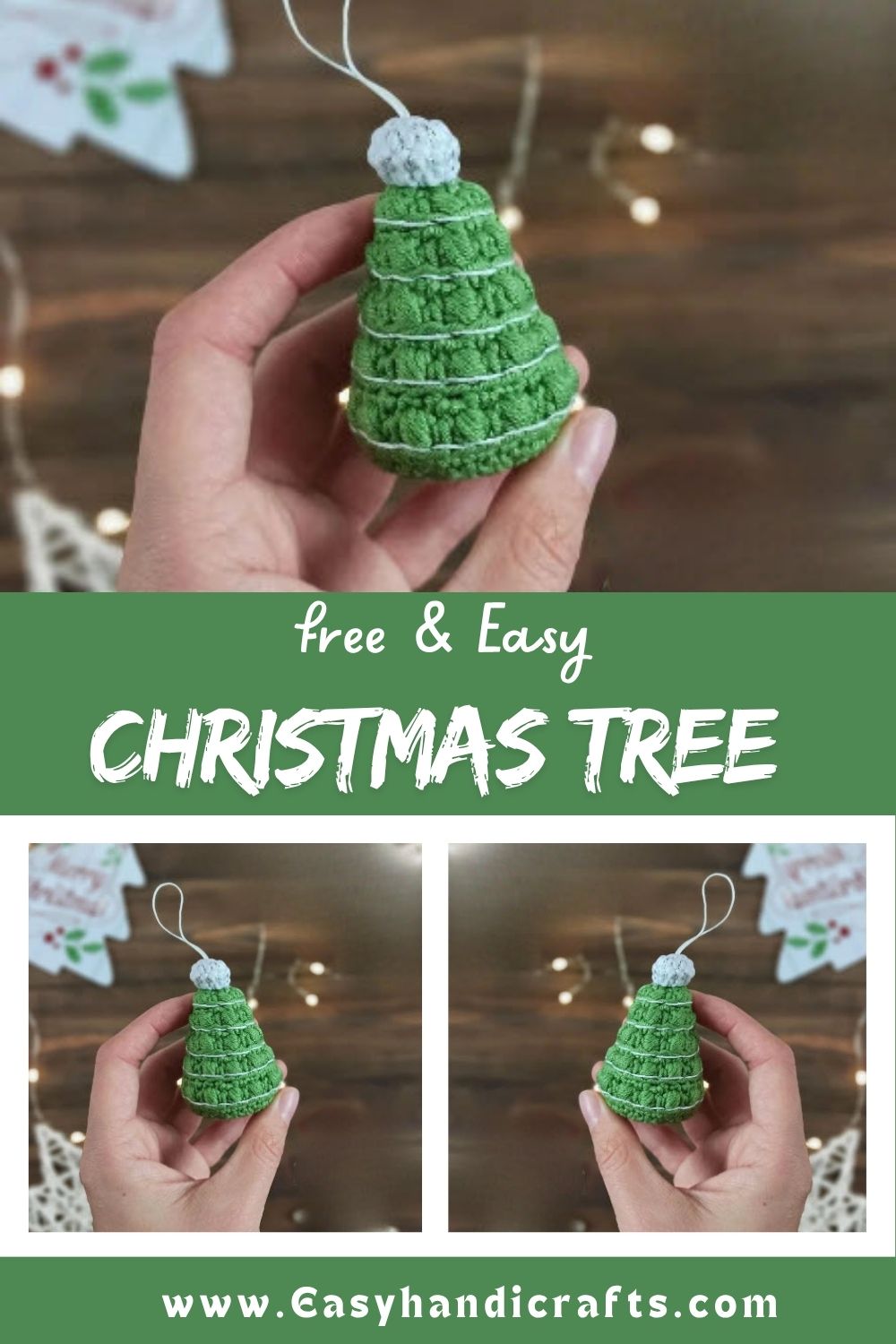 Crochet Christmas Tree Ornament Amigurumi Pattern Holiday Decor Idea