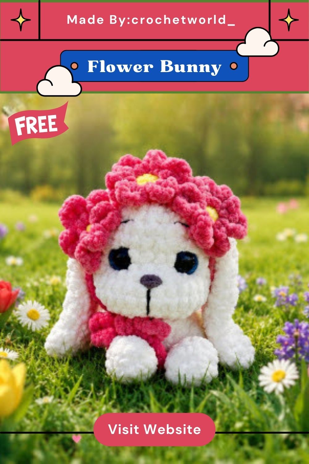Crochet Flower Bunny Amigurumi Pattern for Spring Décor