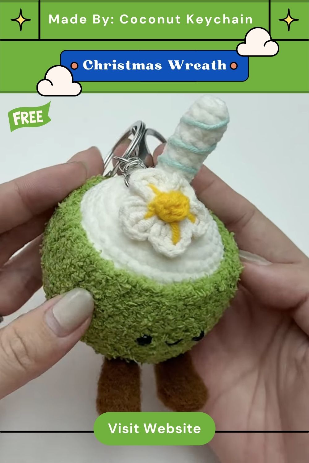 Crochet JellyCat Coconut Keychain Amigurumi Pattern for Handmade Gifts