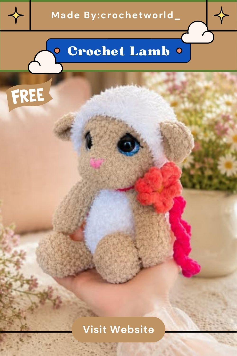 Crochet Lamb Amigurumi Pattern with White Fluffy Hood