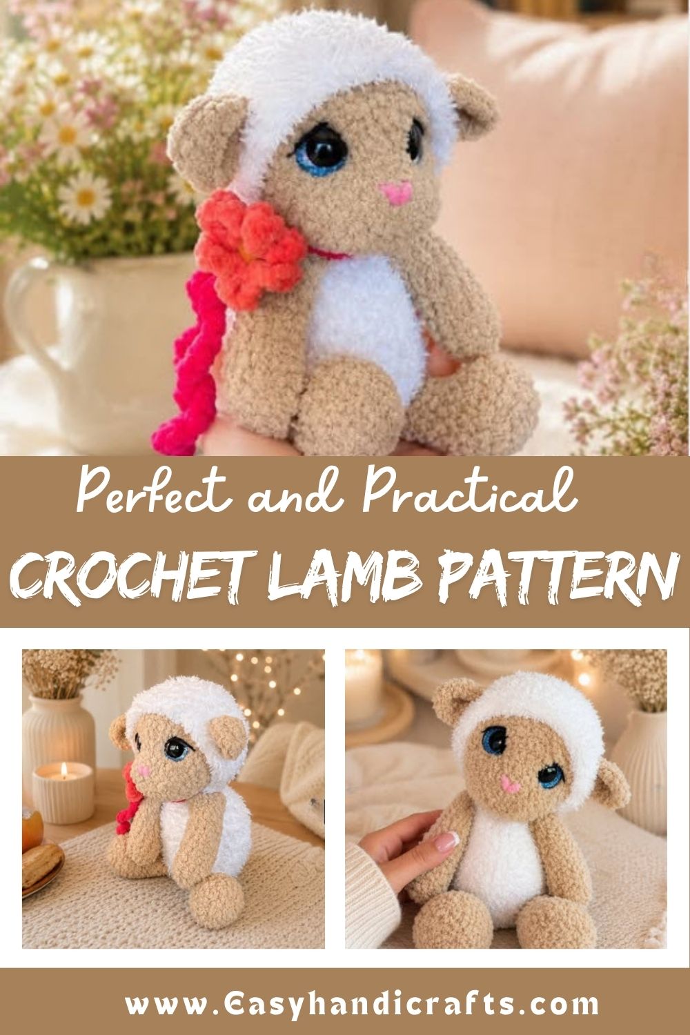 Crochet Lamb Amigurumi Pattern with White Fluffy Hood