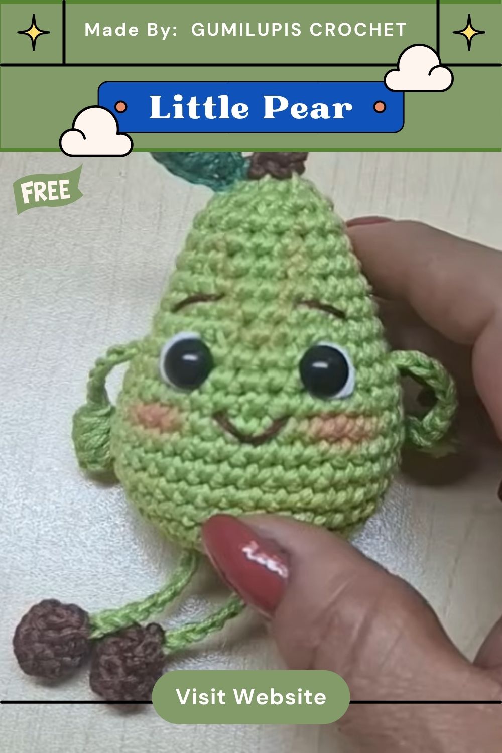 Crochet Little Pear Amigurumi Pattern with Movable Legs