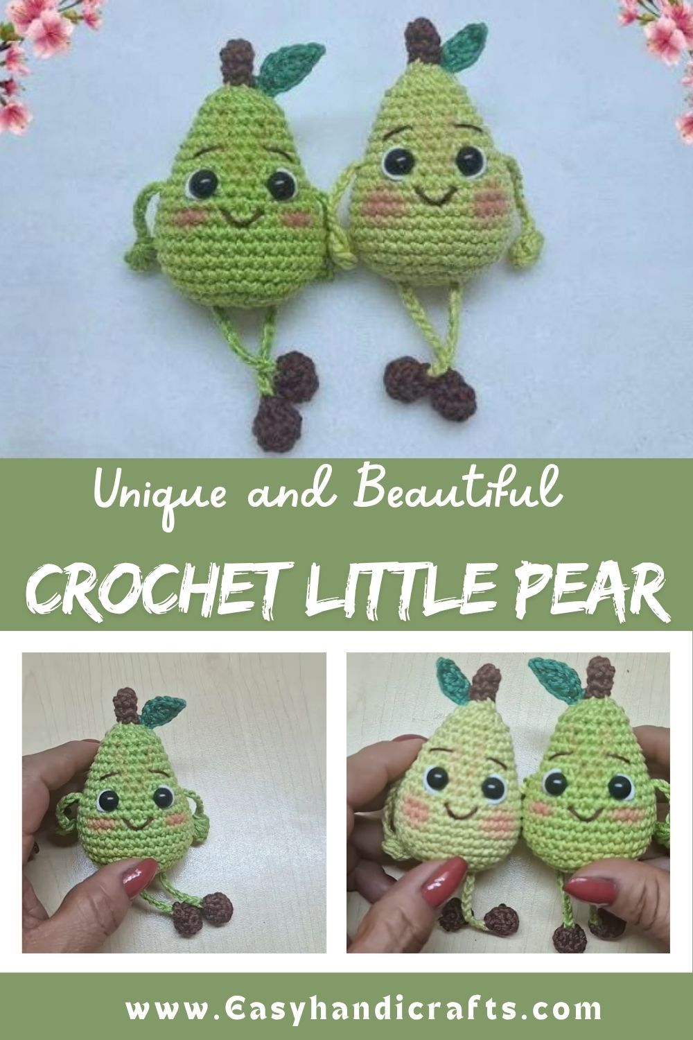 Crochet Little Pear Amigurumi Pattern with Movable Legs