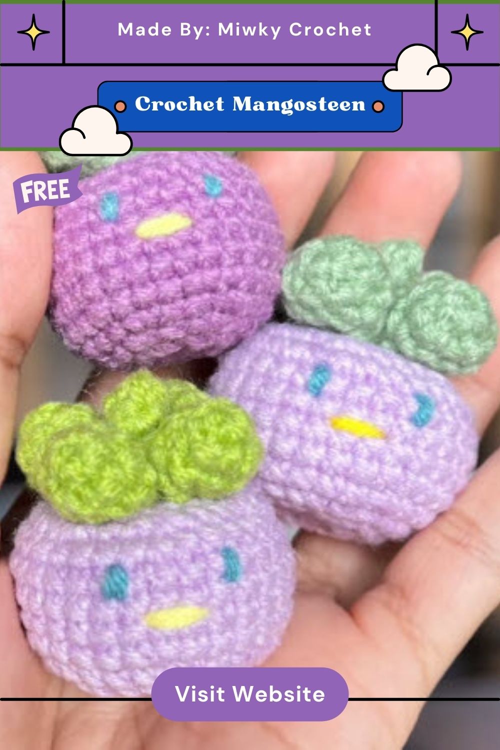 Crochet Mangosteen Amigurumi Pattern for Fruit Collections