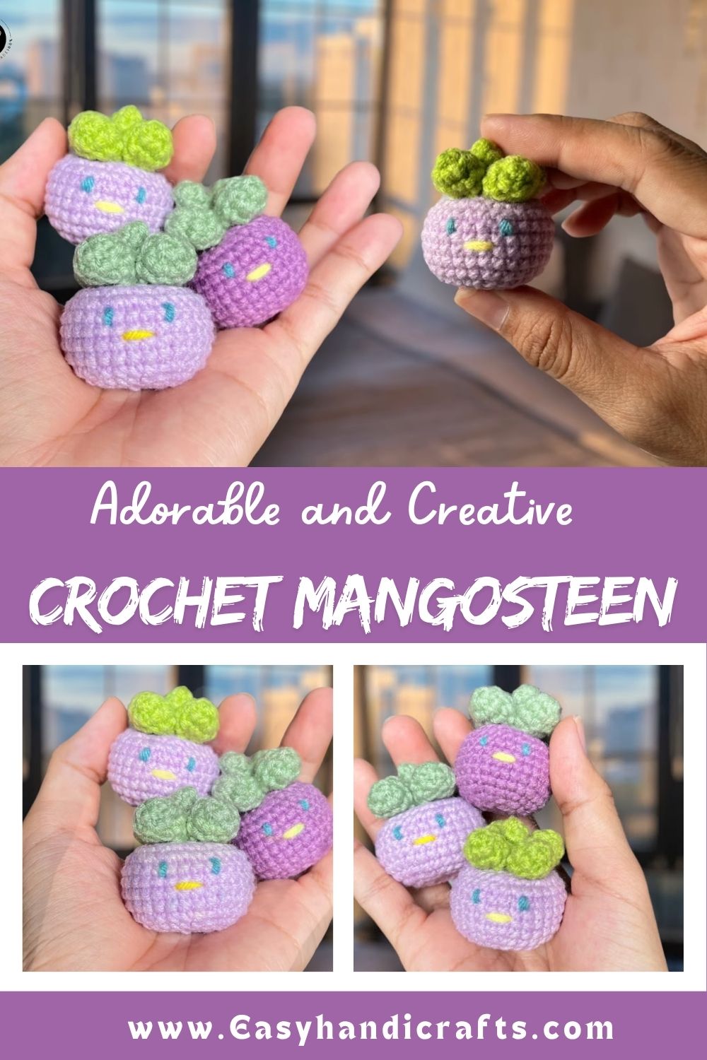 Crochet Mangosteen Amigurumi Pattern for Fruit Collections