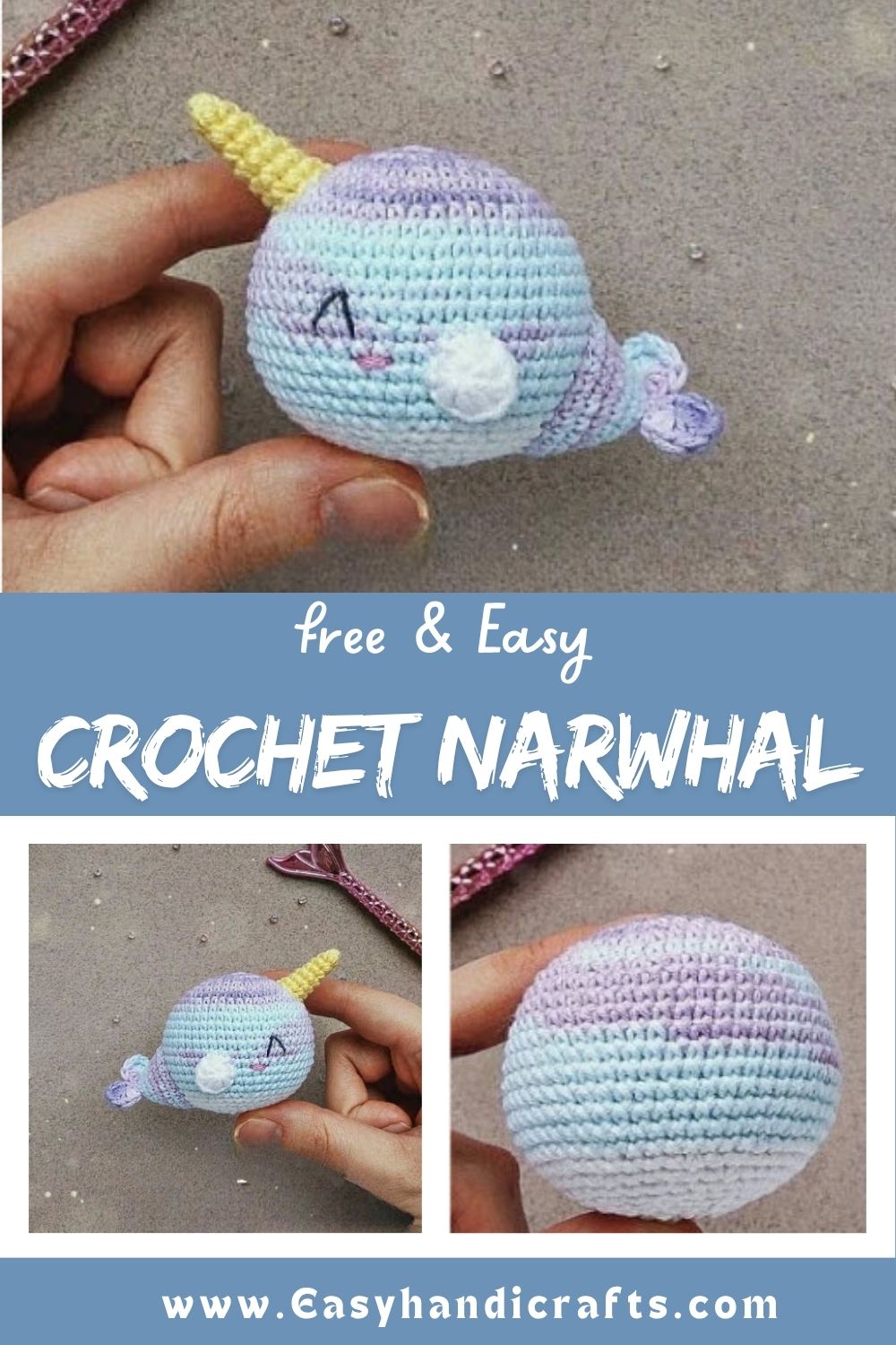 Crochet Narwhal Amigurumi Pattern Whale Unicorn for Beginners