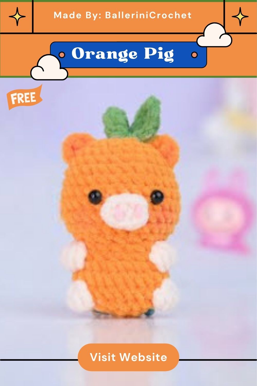 Crochet Orange Pig Keychain Amigurumi Pattern for Animal Lovers