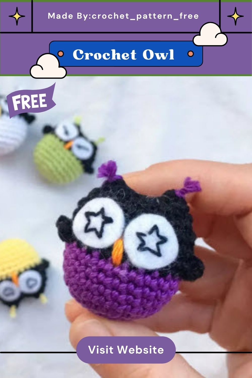 Crochet Owl Amigurumi Pattern with Colorful Plumage