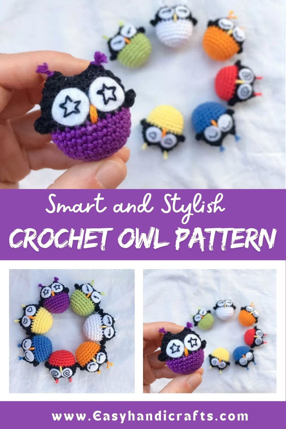 Crochet Owl Amigurumi Pattern with Colorful Plumage