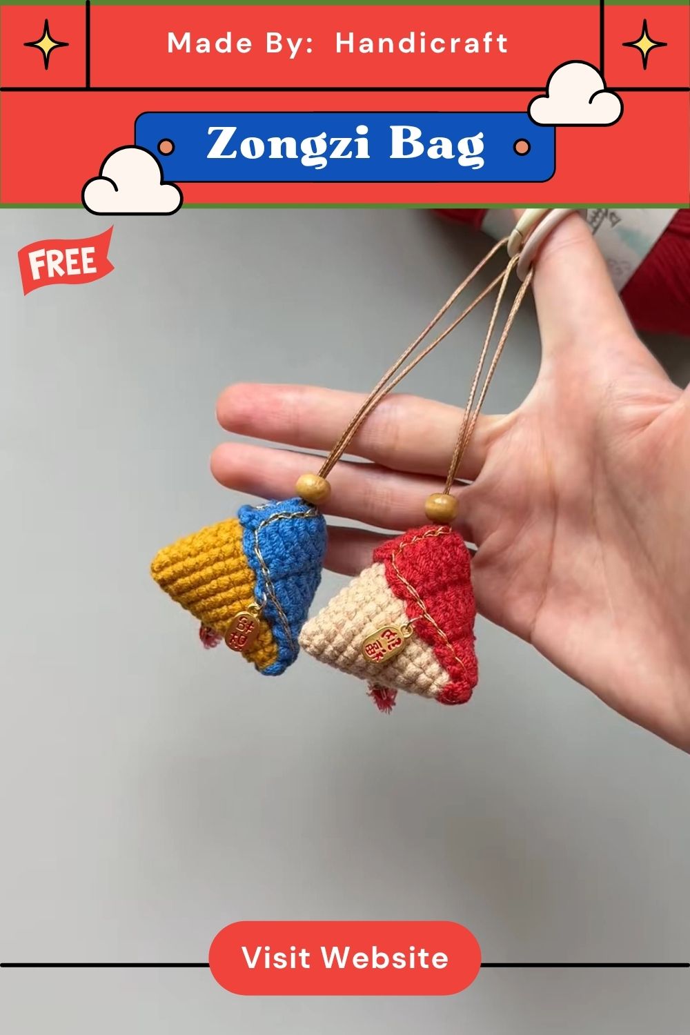 Crochet Retro Zongzi Incense Bag Pattern for Festive Crafts