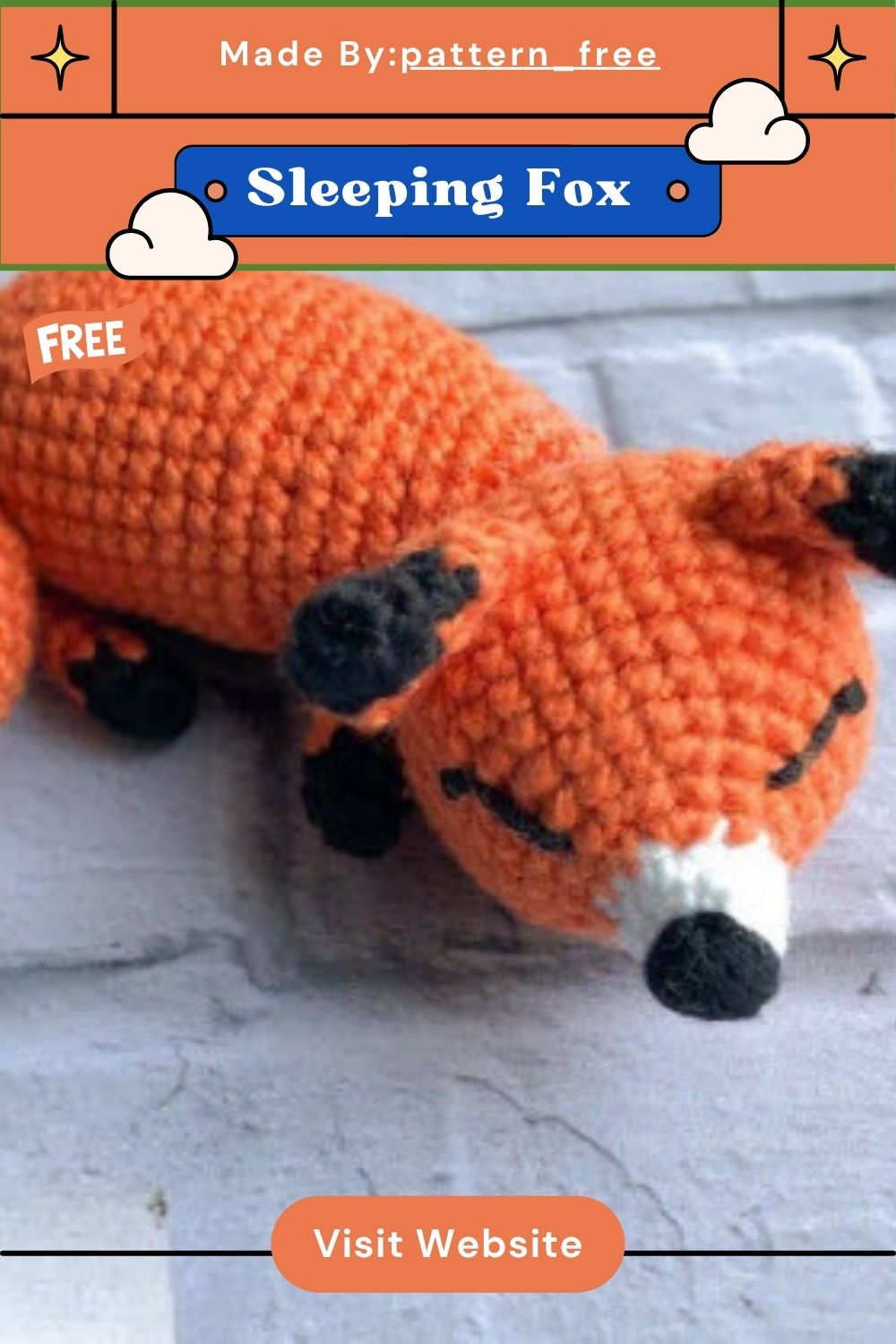Crochet Sleeping Fox Amigurumi Pattern with Cozy Forest Style