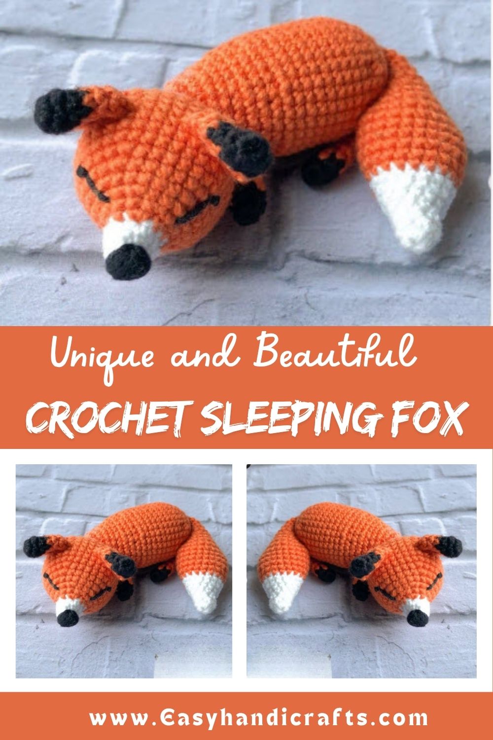 Crochet Sleeping Fox Amigurumi Pattern with Cozy Forest Style