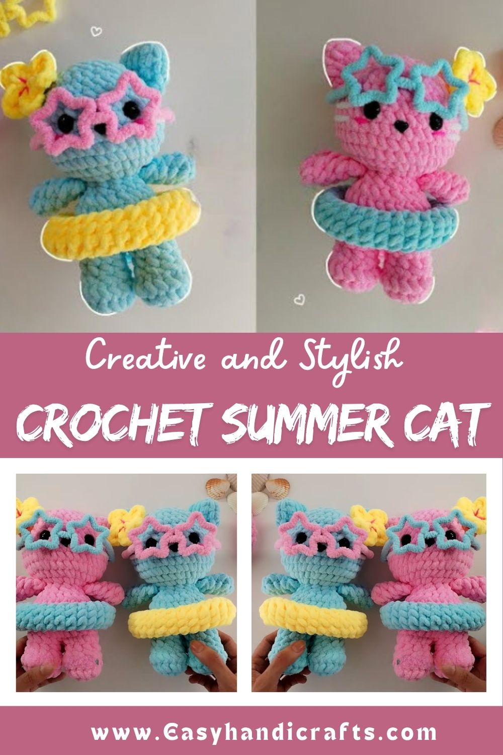 Crochet Summer Cat Amigurumi Pattern with Beach Vibes