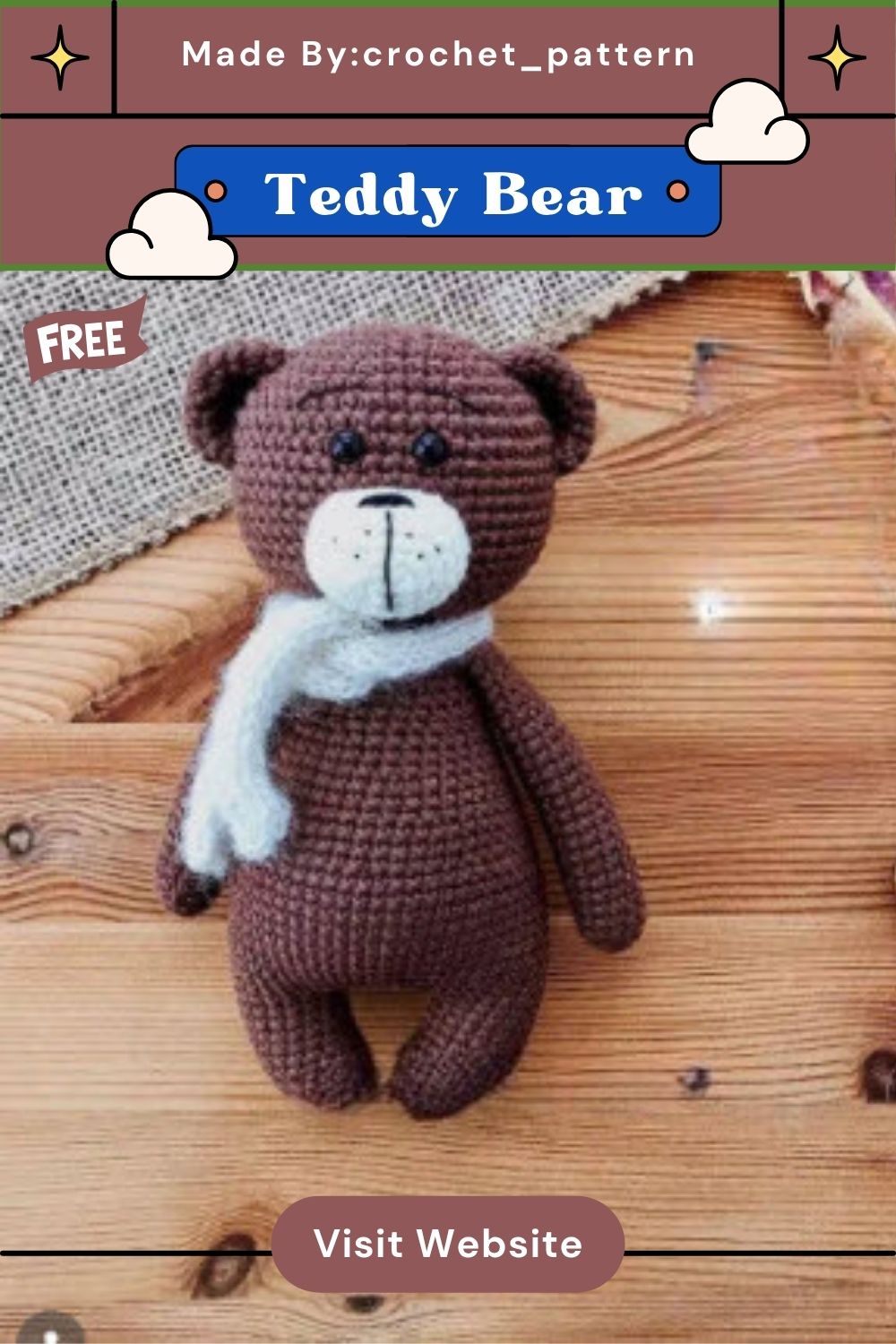 Crochet Teddy Bear Amigurumi Pattern with Cozy Scarf