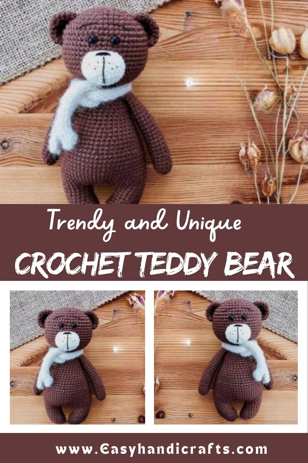 Crochet Teddy Bear Amigurumi Pattern with Cozy Scarf