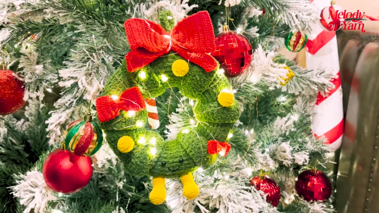 Crochet Christmas Wreath Pattern for Front Door Displays