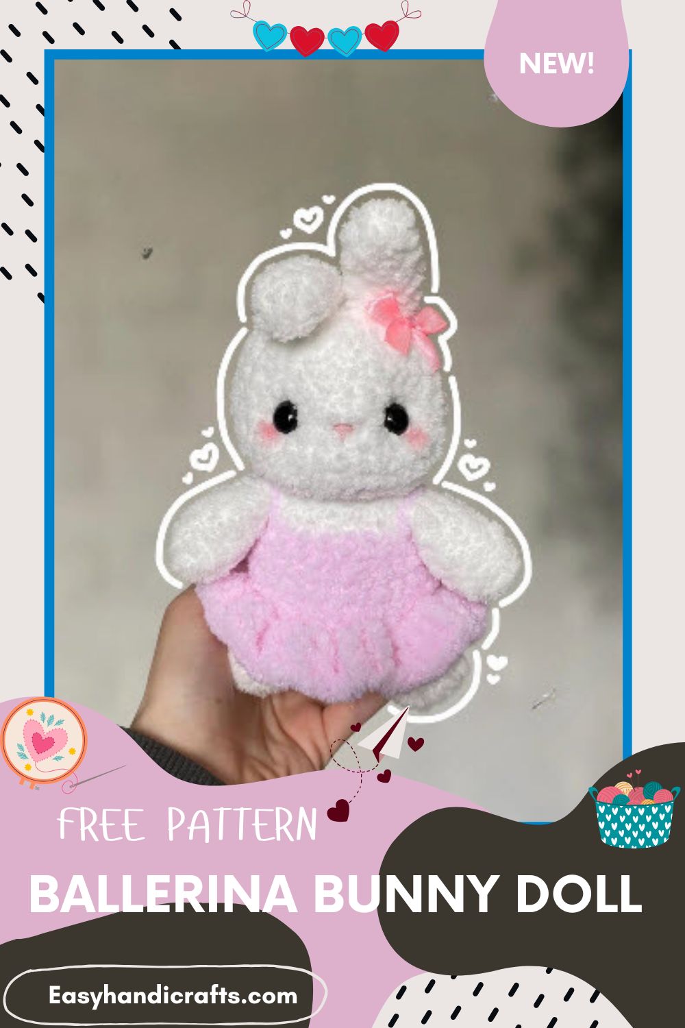 Easy Crochet Chubby Ballerina Bunny Doll Amigurumi Pattern
