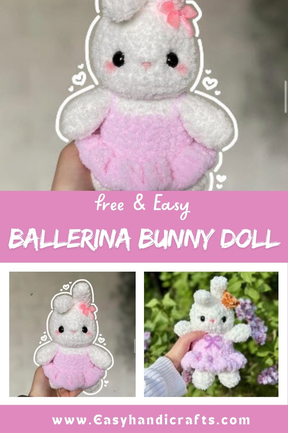 Easy Crochet Chubby Ballerina Bunny Doll Amigurumi Pattern