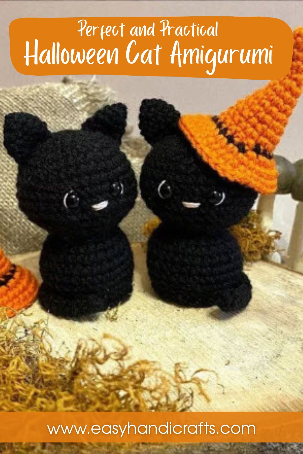 Free Crochet Halloween Cat Amigurumi Pattern Witch Hat