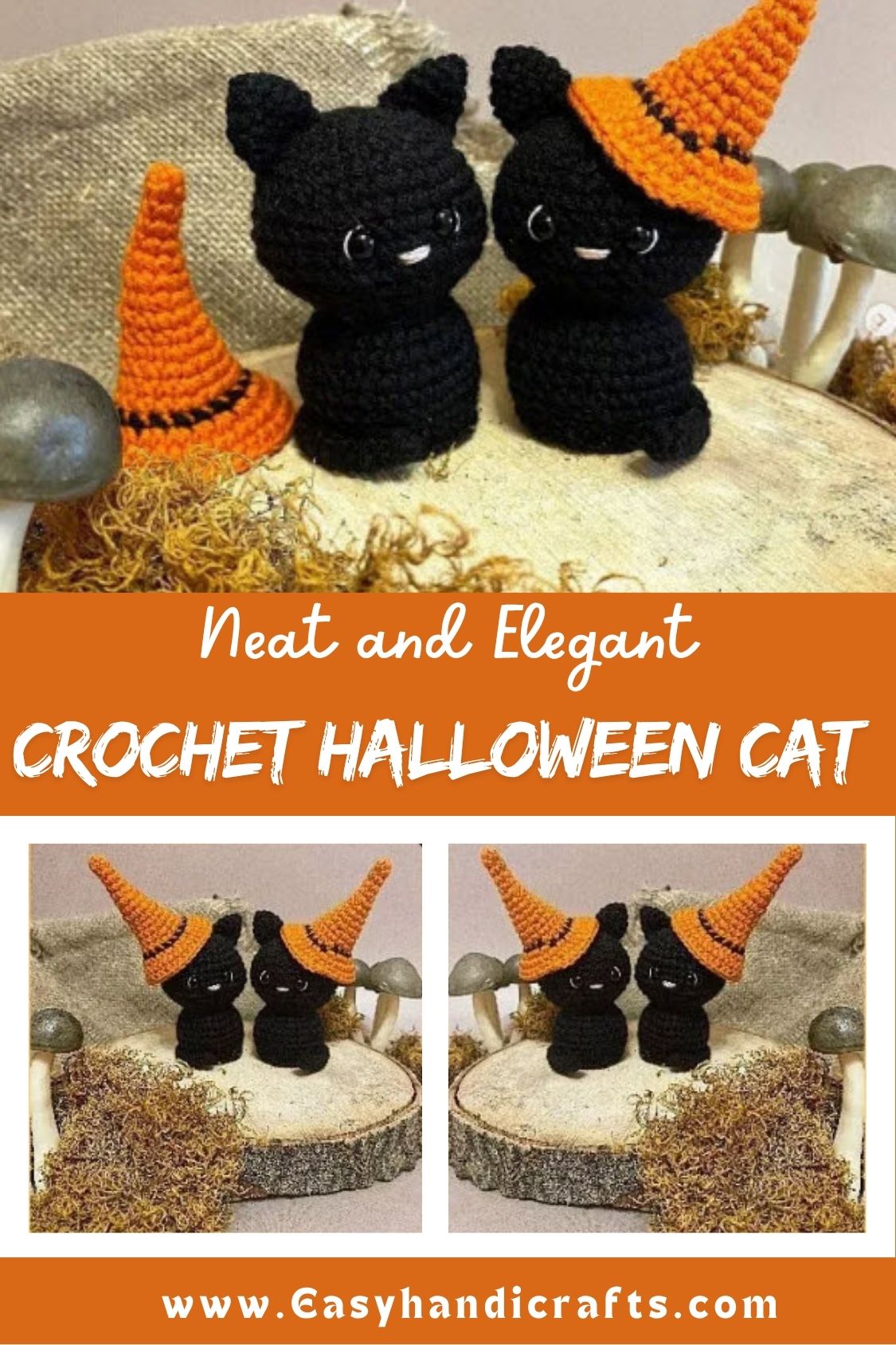 Free Crochet Halloween Cat Amigurumi Pattern Witch Hat