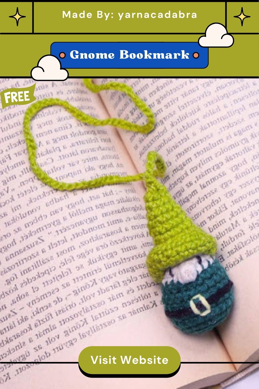 Handmade Crochet Gnome Bookmark Pattern for Book Lovers