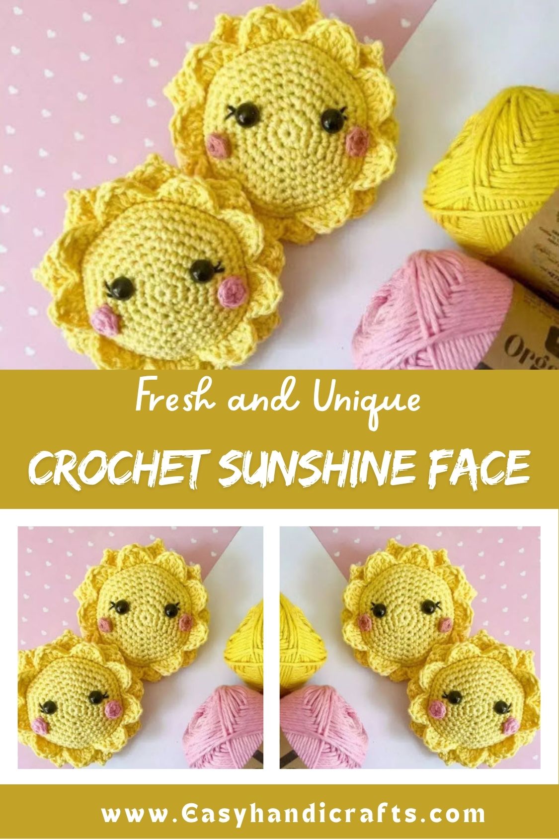 Natural Crochet Sunshine Face Amigurumi Pattern with Instructions