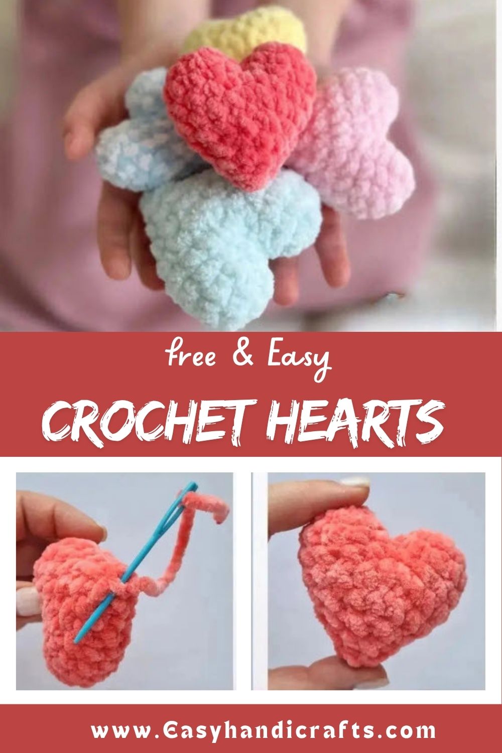 Perfect Crochet Hearts Easy Pattern in Pastel Colors