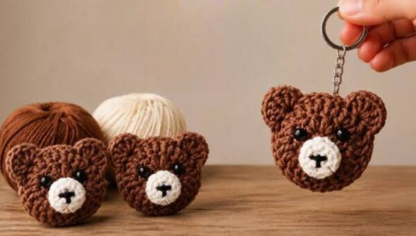 Crochet Bear Face Keychain Amigurum Pattern Toy