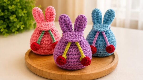 Crochet Bunny Pouch Bag Pattern with Long Ear Design
