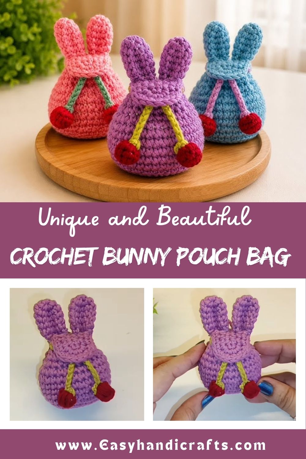 Crochet Bunny Pouch Bag Pattern with Long Ear Design