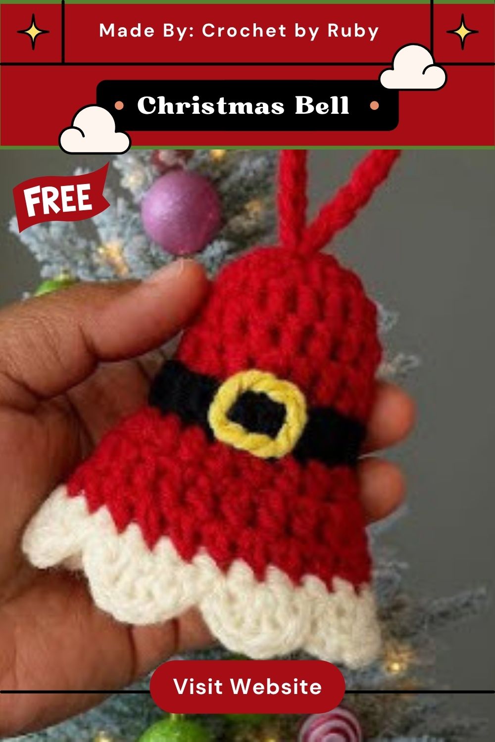 Crochet Christmas Bell Pattern with Holiday Motifs