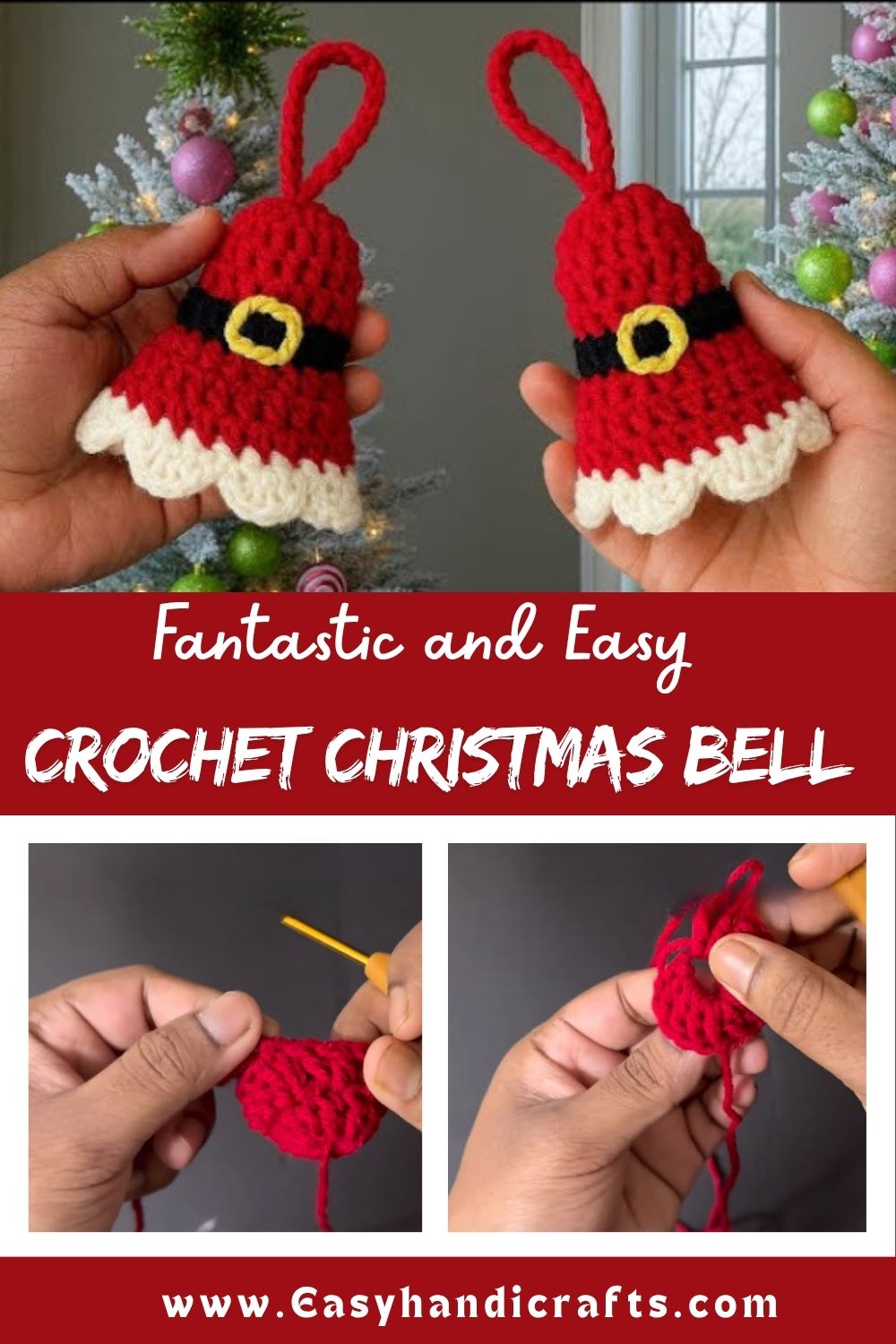 Crochet Christmas Bell Pattern with Holiday Motifs