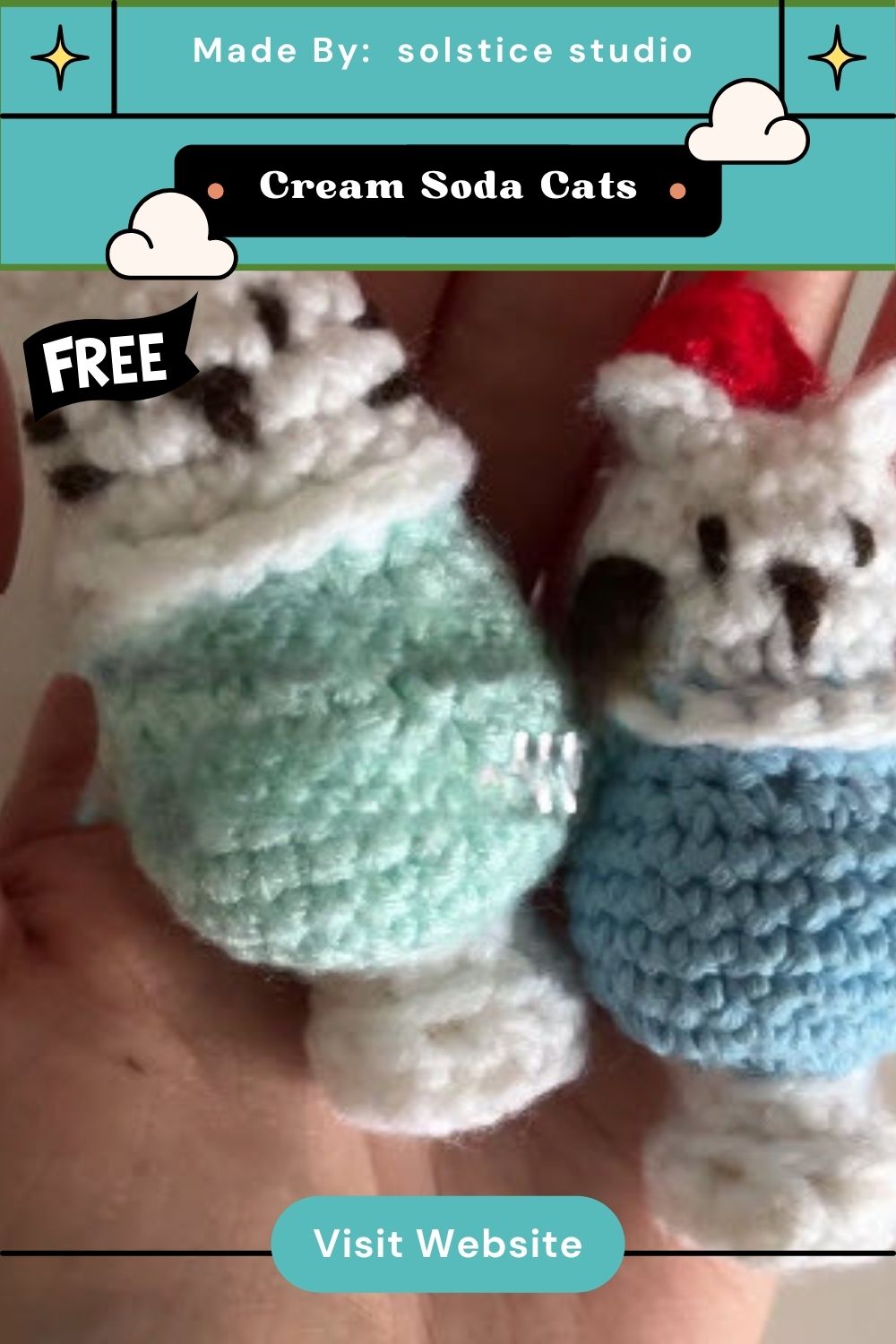 Crochet Cream Soda Cats Amigurumi Pattern with Fizzy