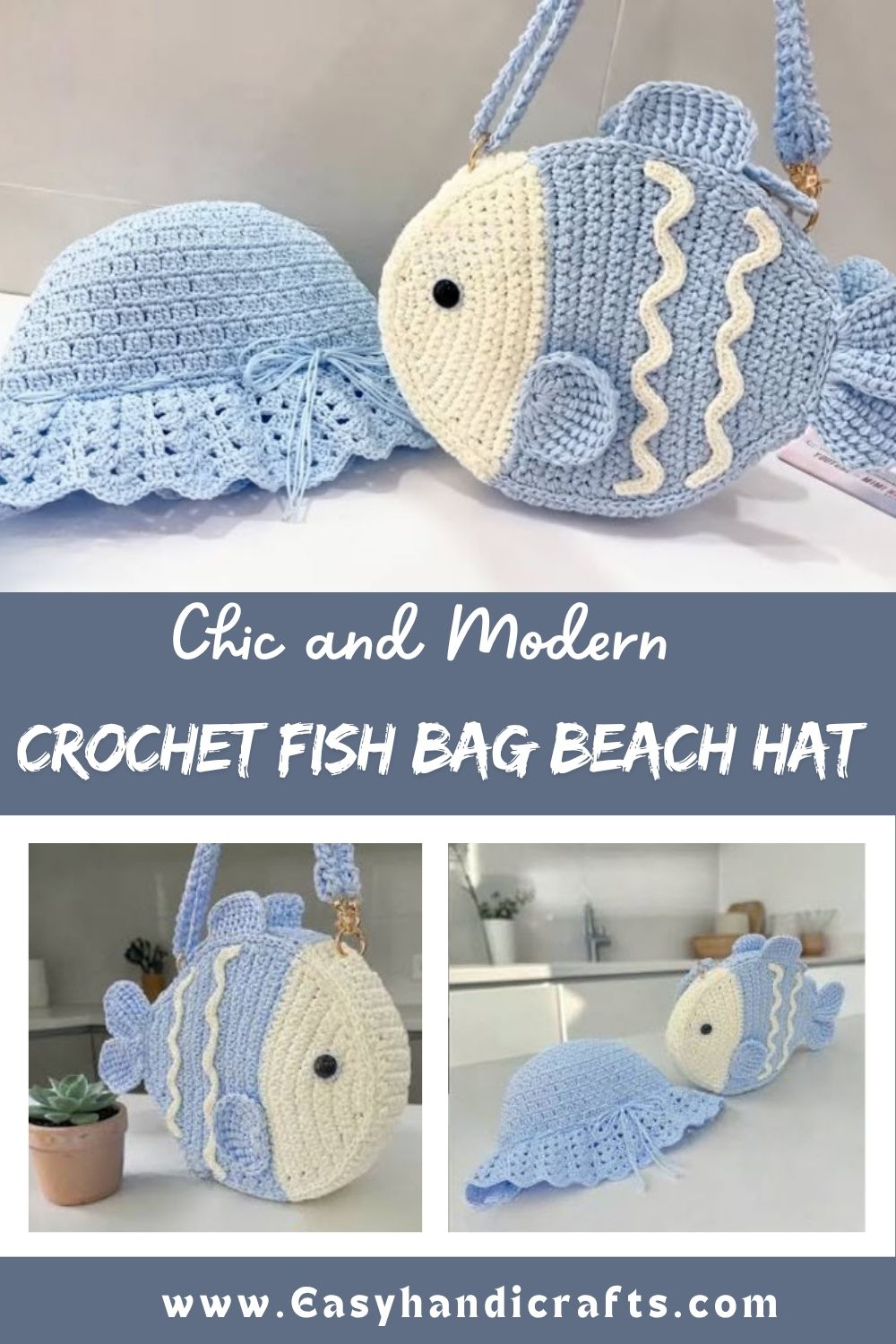 Crochet Fish Bag and Beach Hat Pattern for Starters