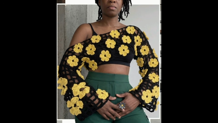 Crochet Floral Mesh Shrug Pattern with Blooming Motifs