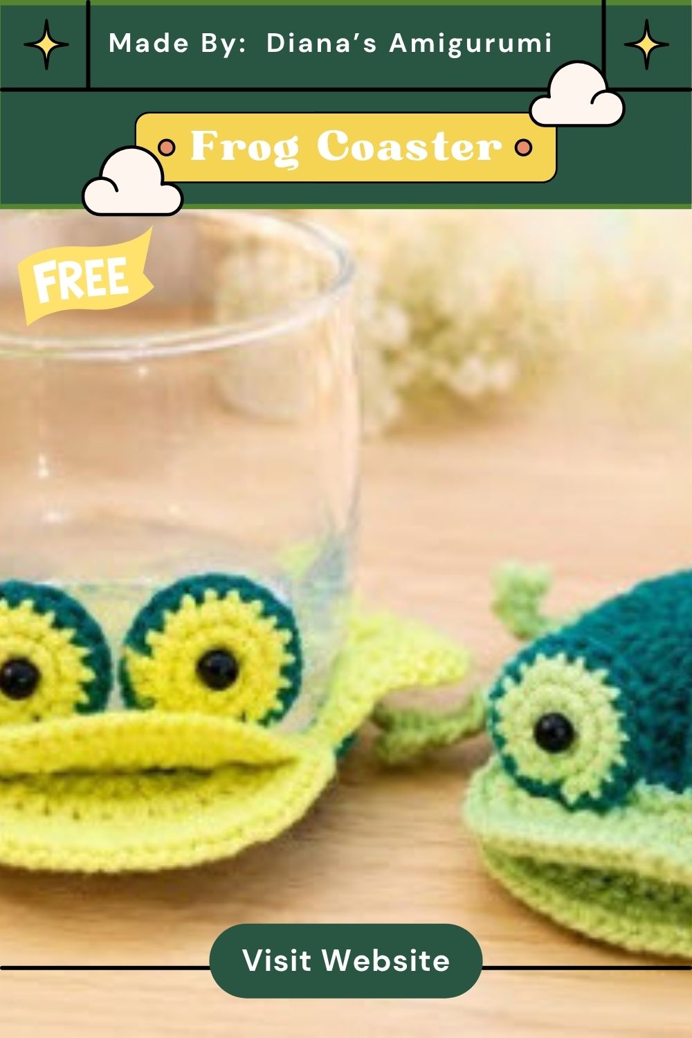 Crochet Frog Coaster Mug Pattern for Home Décor